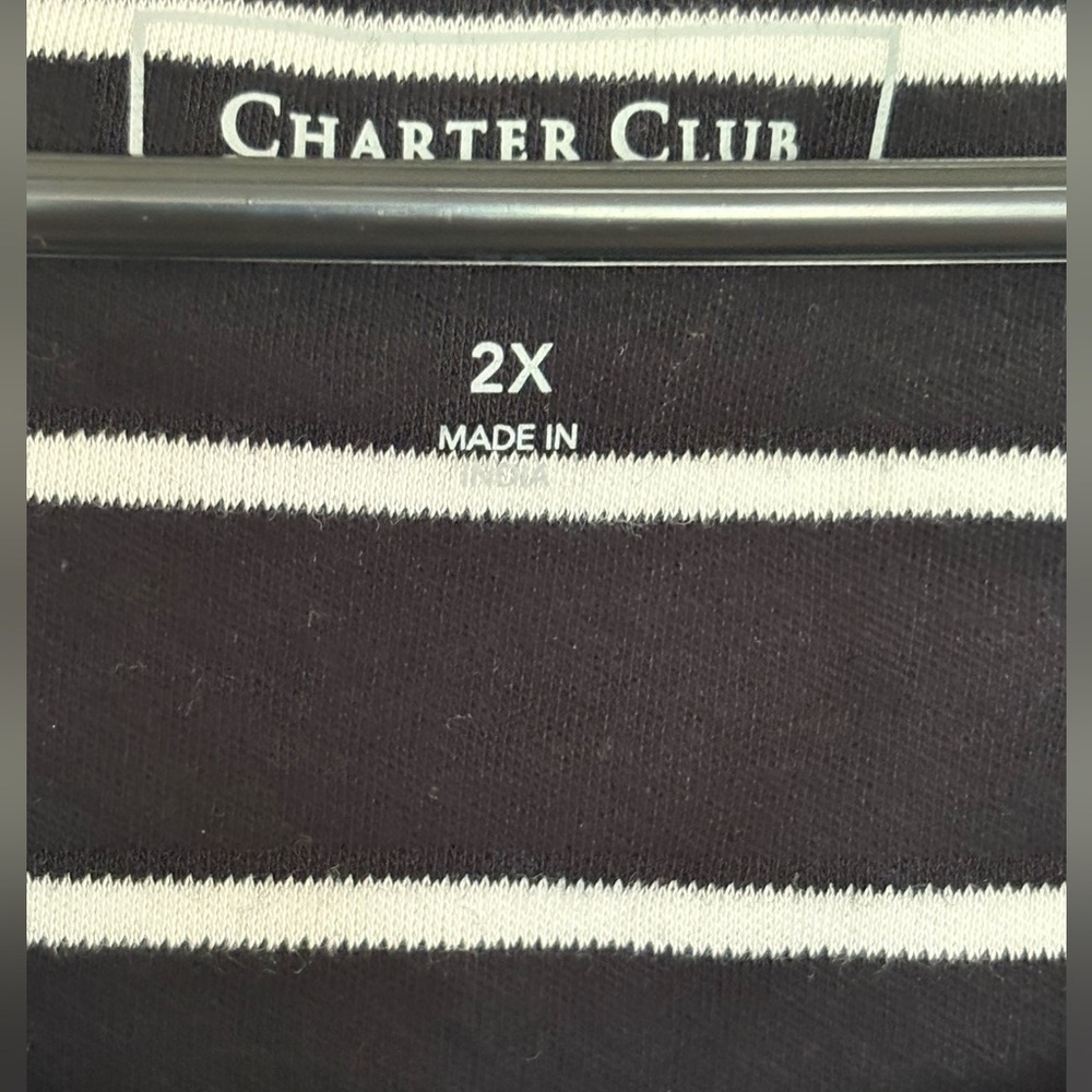 Charter Club Black and White Striped Top - Picture 5 of 7